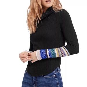 Free People Mixed Up Cuff Wide Mock Neck Sweater
